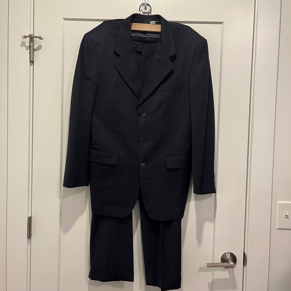 Marshall Field's Golden Fil Mens Navy Blue 3 Button Suit Set 38R 38 Regular